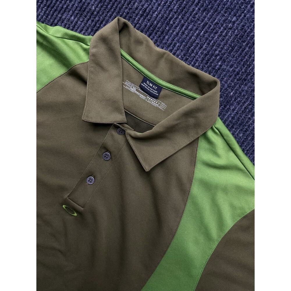 Oakley Polo Shirt Mens XXL Pocket Active Green Color Block